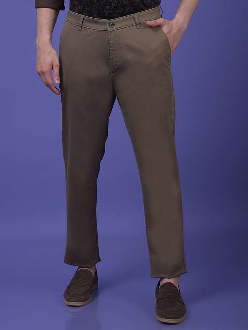 men solid mid rise straight fit chinos - 21985058 - Standard Image - 0