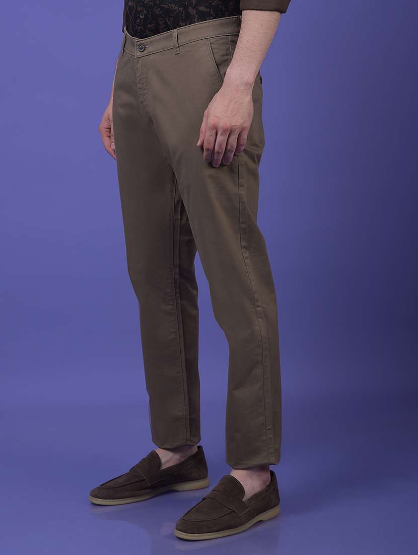 men solid mid rise straight fit chinos - 21985058 - Standard Image - 1