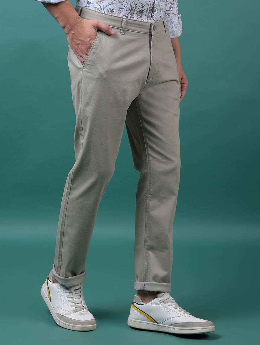 men solid mid rise slim fit chinos  - 21985080 -  Standard Image - 1