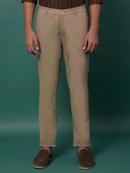 men solid mid rise straight fit chinos - 21985085 - Standard Image - 0