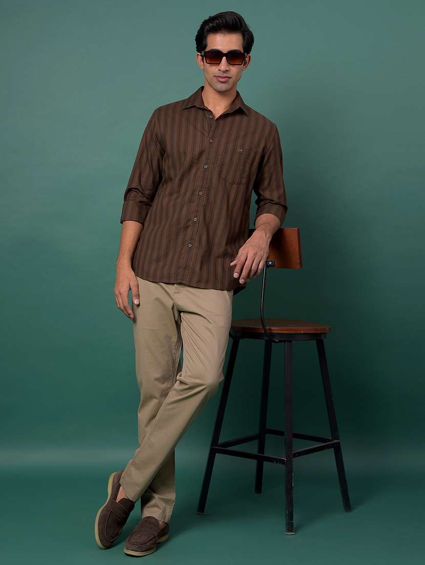 men solid mid rise straight fit chinos - 21985085 - Standard Image - 6