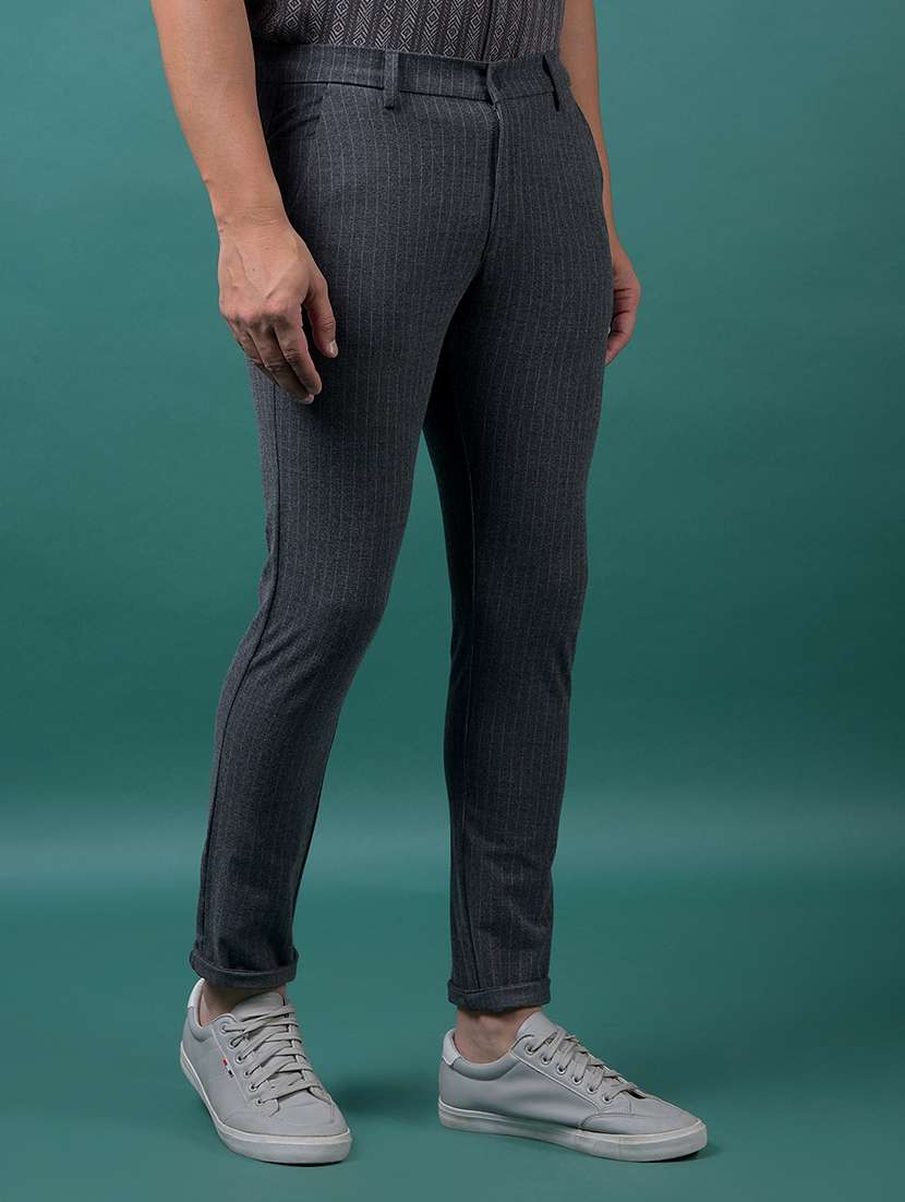men striped mid rise slim fit chinos - 21985097 - Standard Image - 1