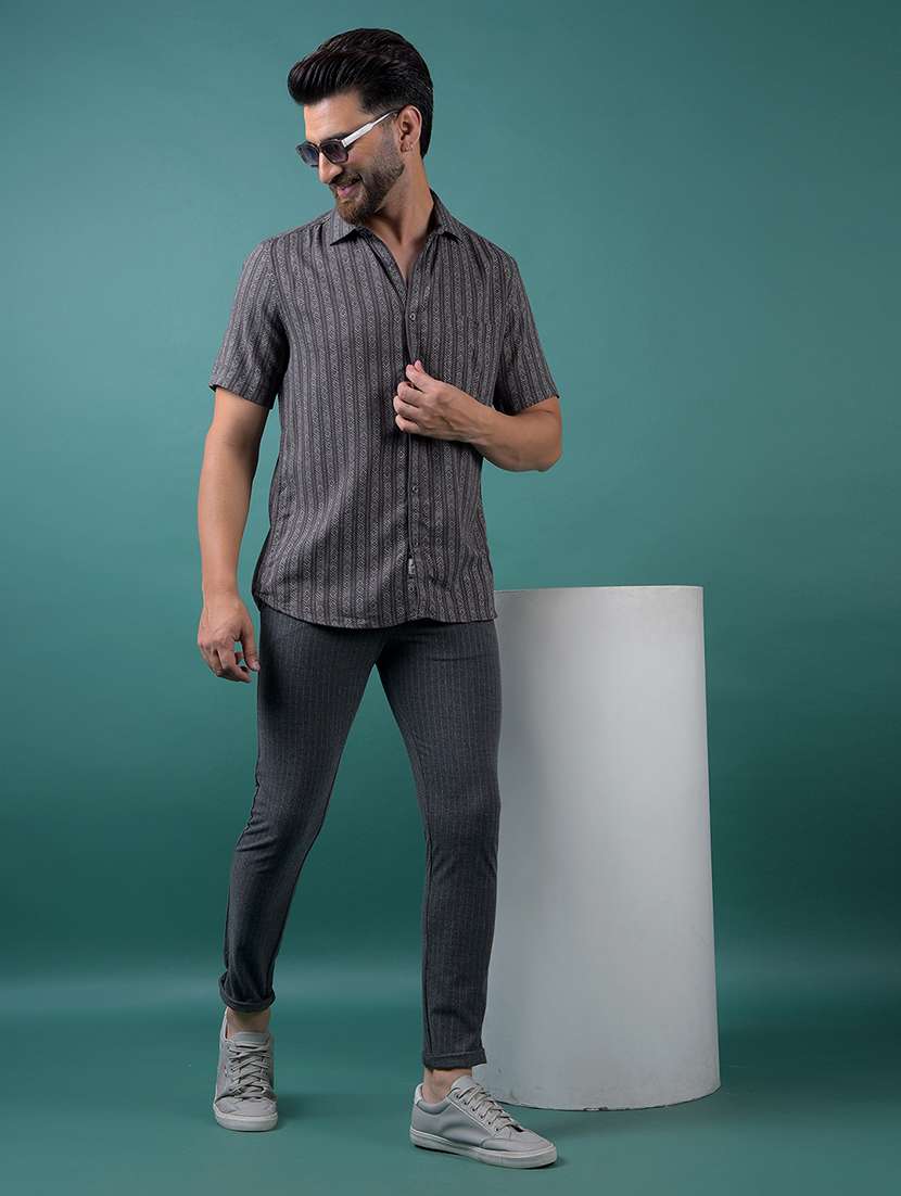 men striped mid rise slim fit chinos - 21985097 - Standard Image - 4