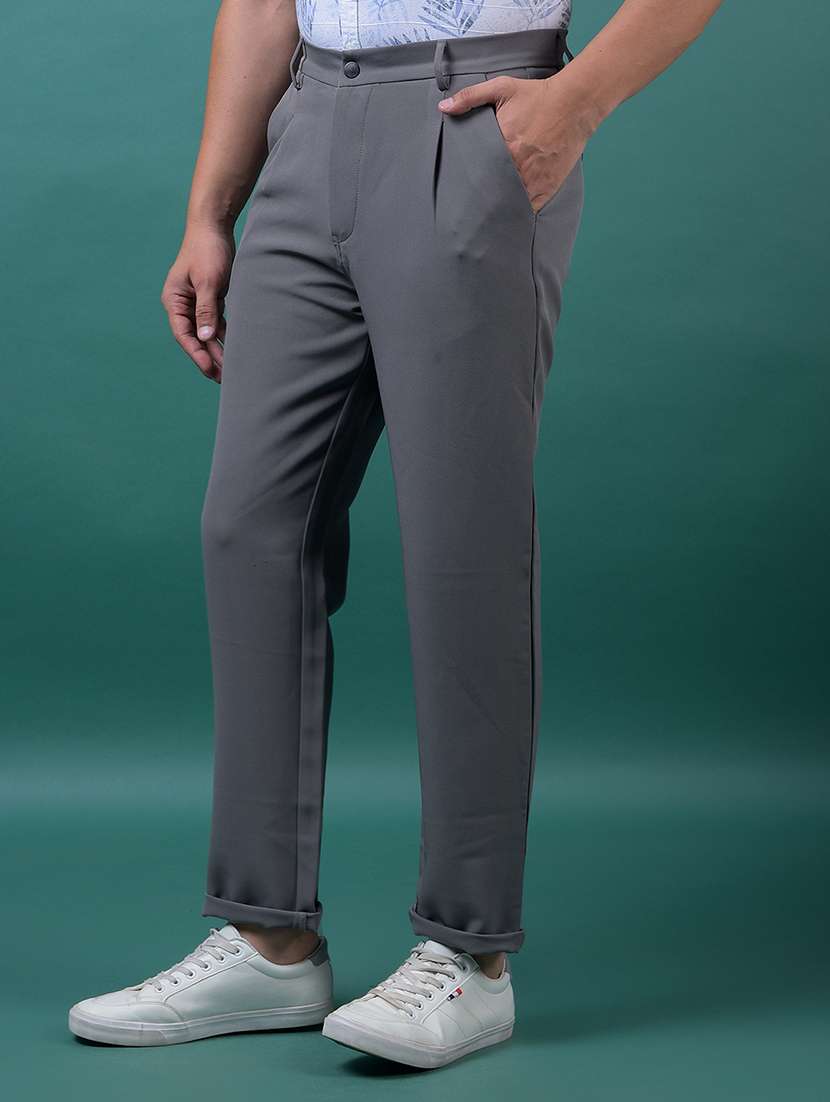 men solid mid rise straight fit chinos - 21985099 - Standard Image - 1