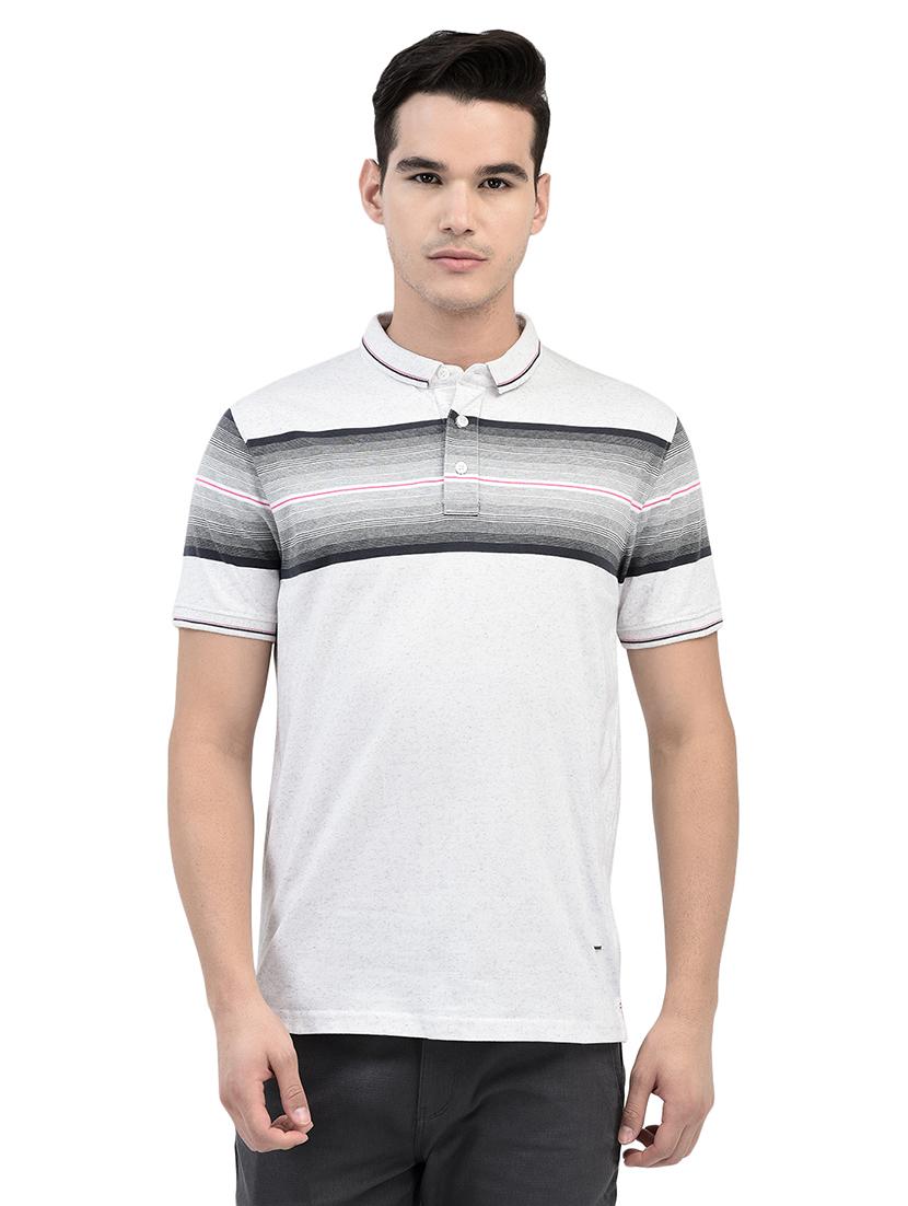 men striped short sleeve regular fit polo t-shirt
