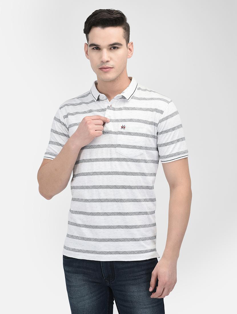men striped short sleeve regular fit polo t-shirt