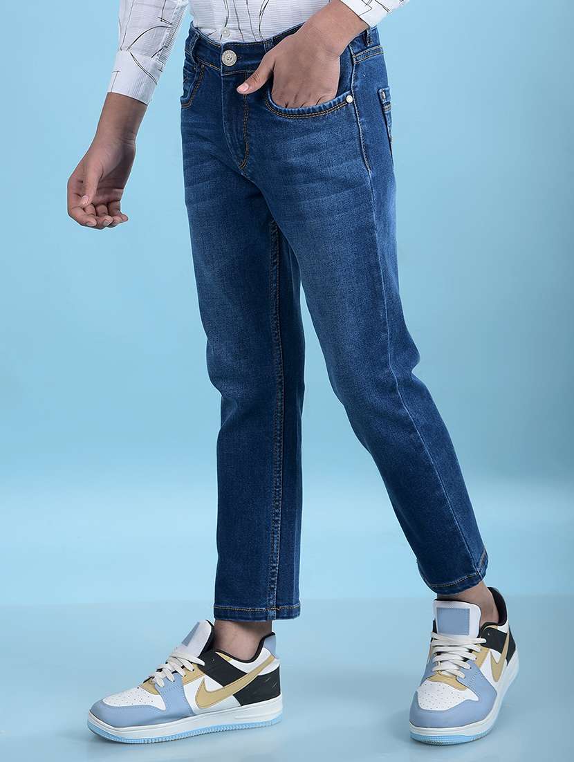 boys solid mid rise straight fit jeans - 21985136 -  Standard Image - 1