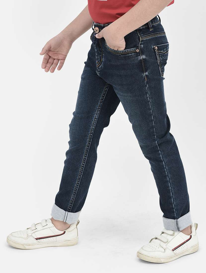 boys solid mid rise slim fit jeans - 21985141 -  Standard Image - 1