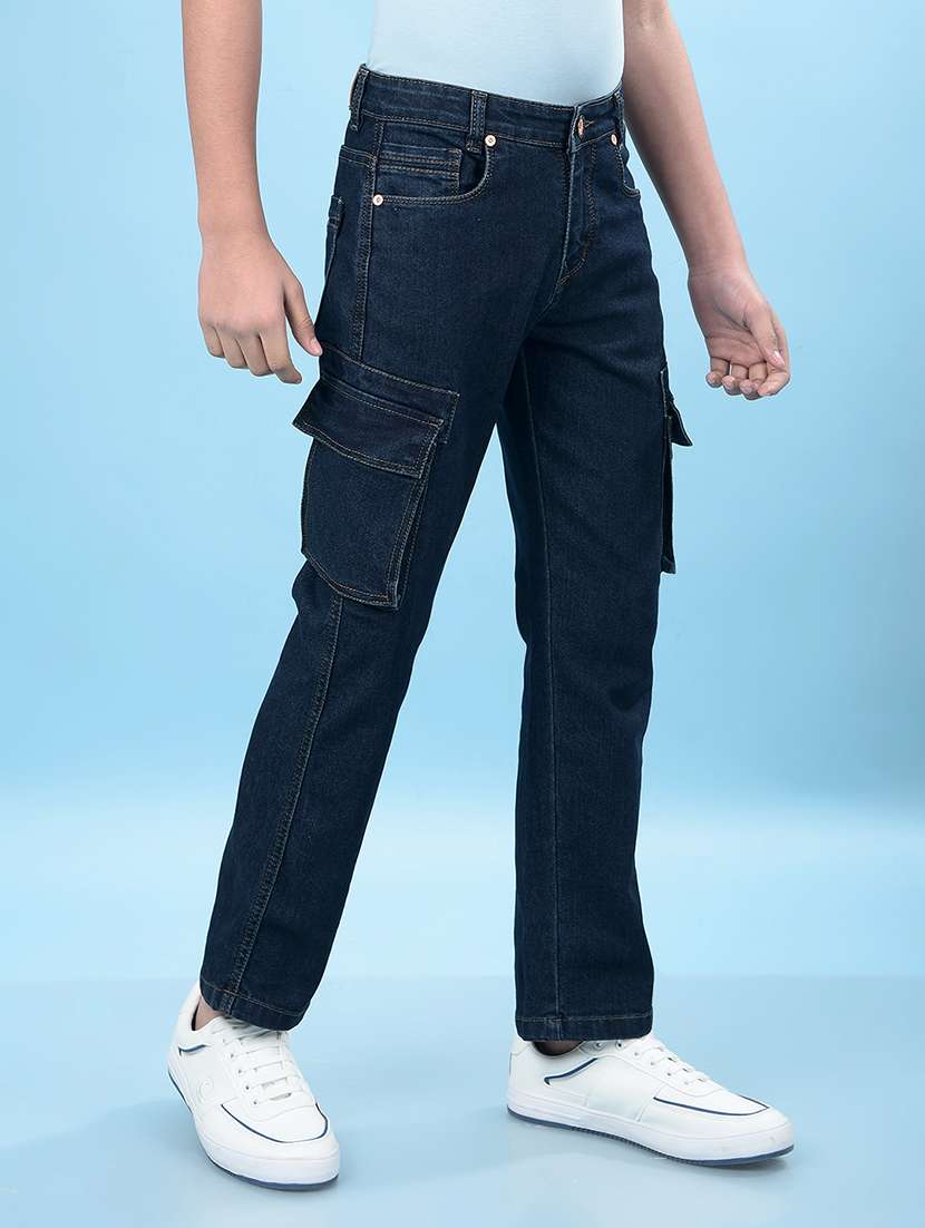 boys solid mid rise straight fit jeans - 21985145 -  Standard Image - 1