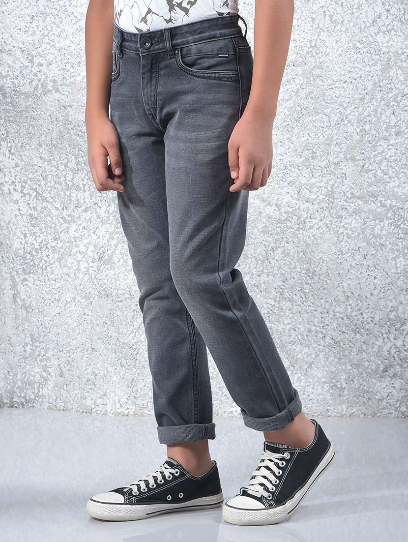 boys solid mid rise slim fit jeans - 21985148 -  Standard Image - 1