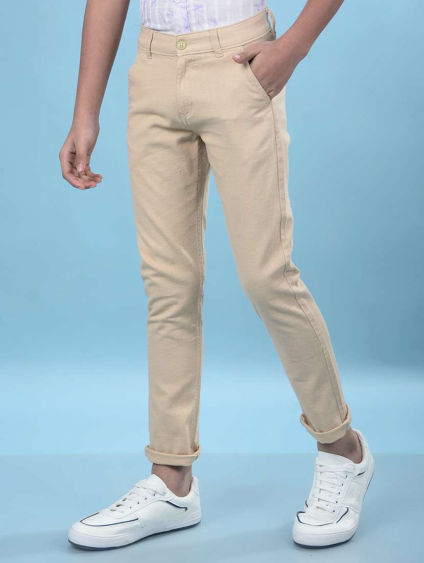 boys solid mid rise slim fit chinos  - 21985193 -  Standard Image - 1