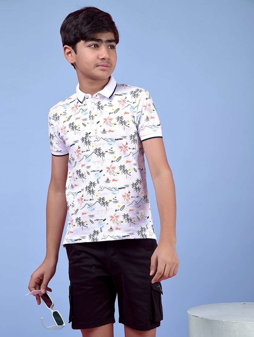 boys printed short sleeve regular fit polo t-shirt