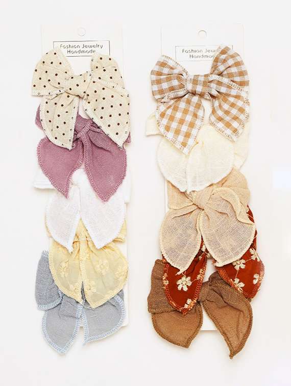 girls pack of 6 multi color bow hair clips - 21985210 -  Standard Image - 1