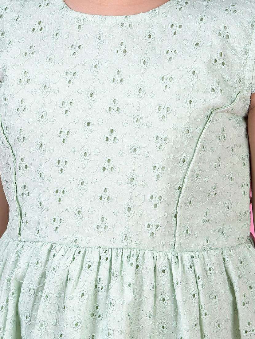 girls self designed short sleeve a-line schiffli dress - 21985225 -  Standard Image - 6