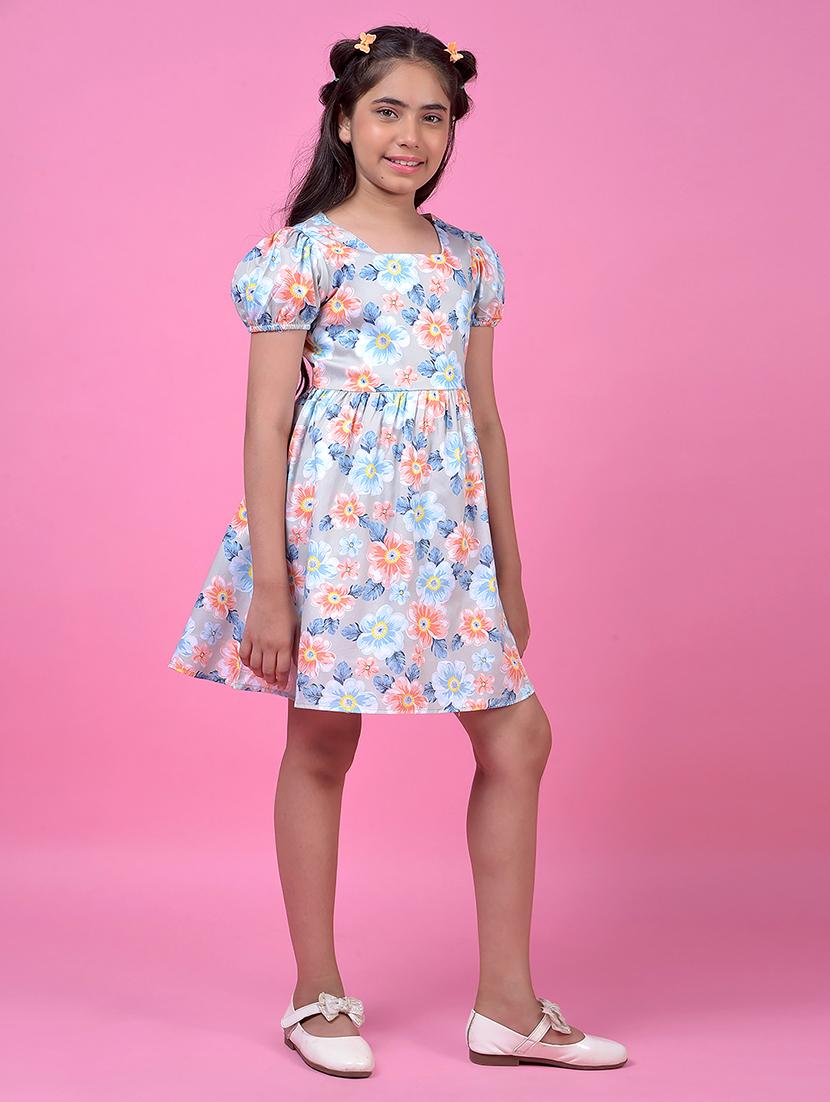 girls floral print puff sleeve a-line dress - 21985226 - Standard Image - 4