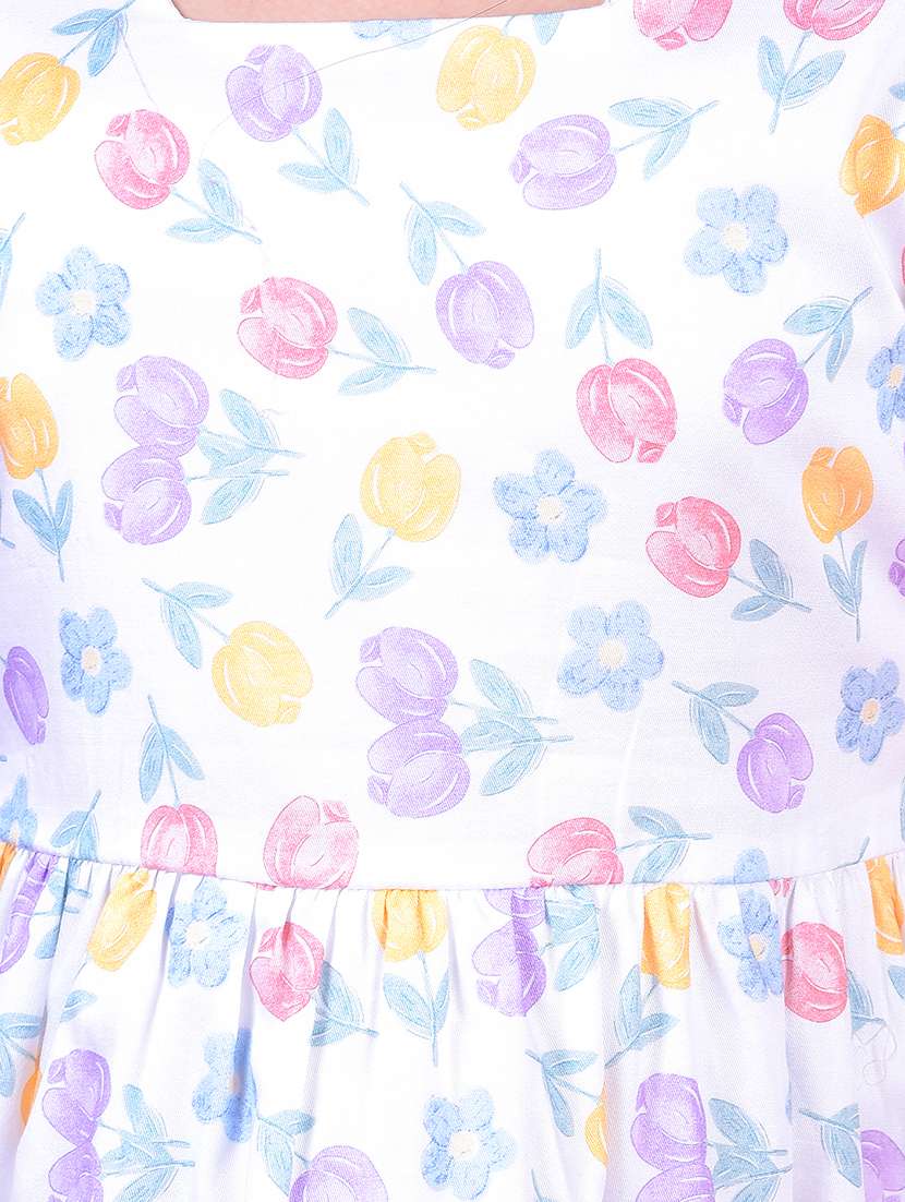 girls floral print puff sleeve a-line dress - 21985228 -  Standard Image - 6