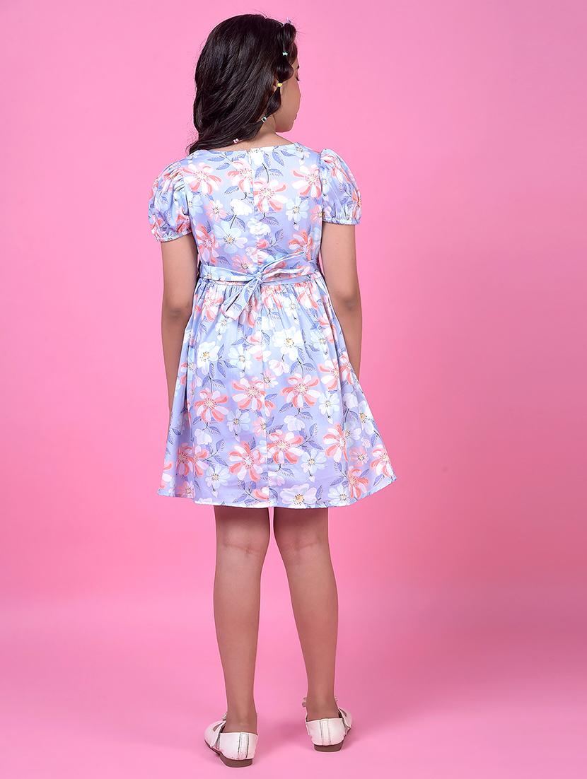women floral print puff sleeve a-line dress - 21985230 - Standard Image - 4