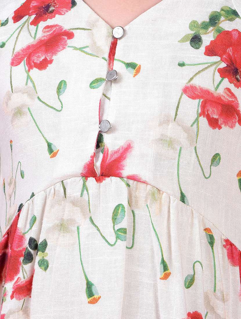 girls floral print puff sleeve tiered dress - 21985231 -  Standard Image - 6