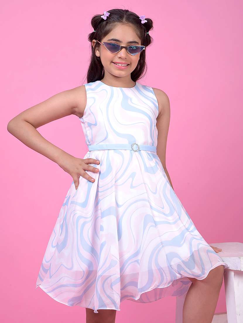 girls abstract print sleeveless fit & flare dress - 21985234 -  Standard Image - 1