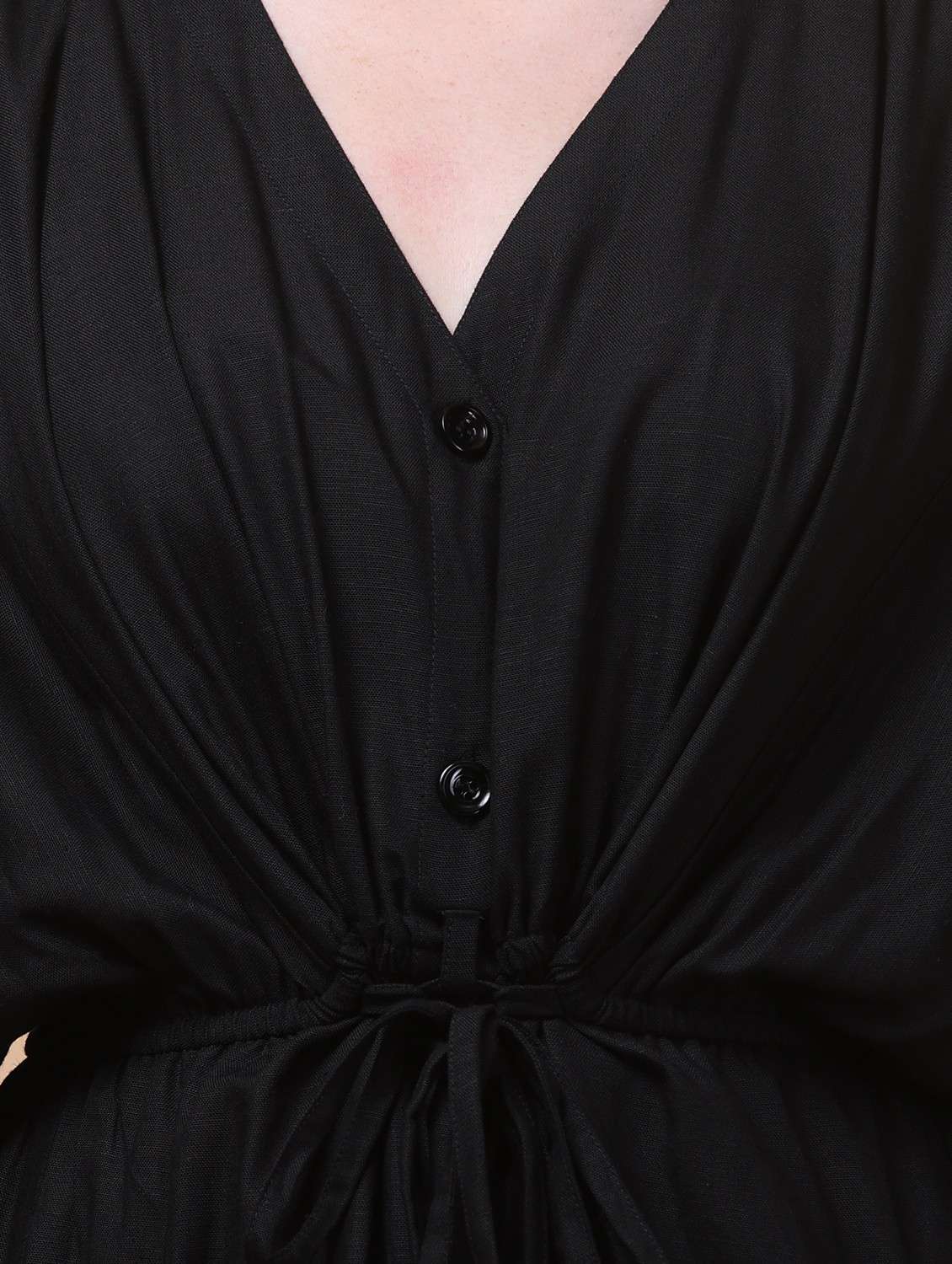 Women Black Solid Batwing Sleeve Fit & Flare Dress
