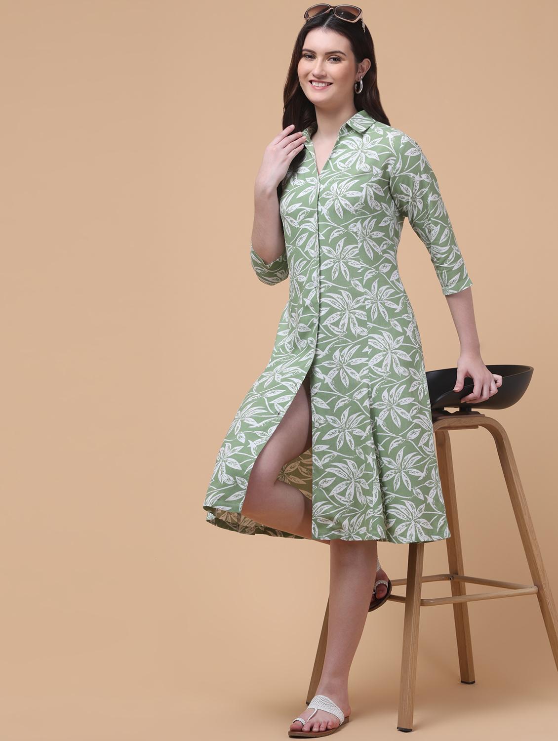 women printed collared shirt dress - 21985378 - Standard Image - 1