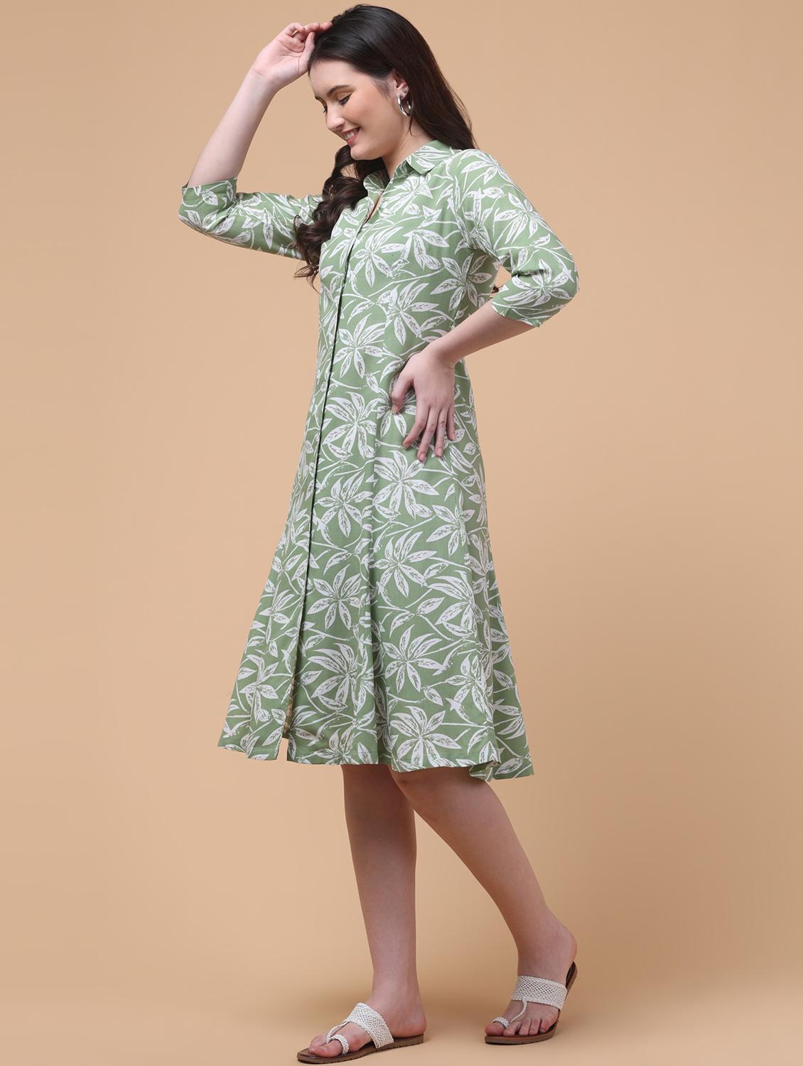 women printed collared shirt dress - 21985378 - Standard Image - 4