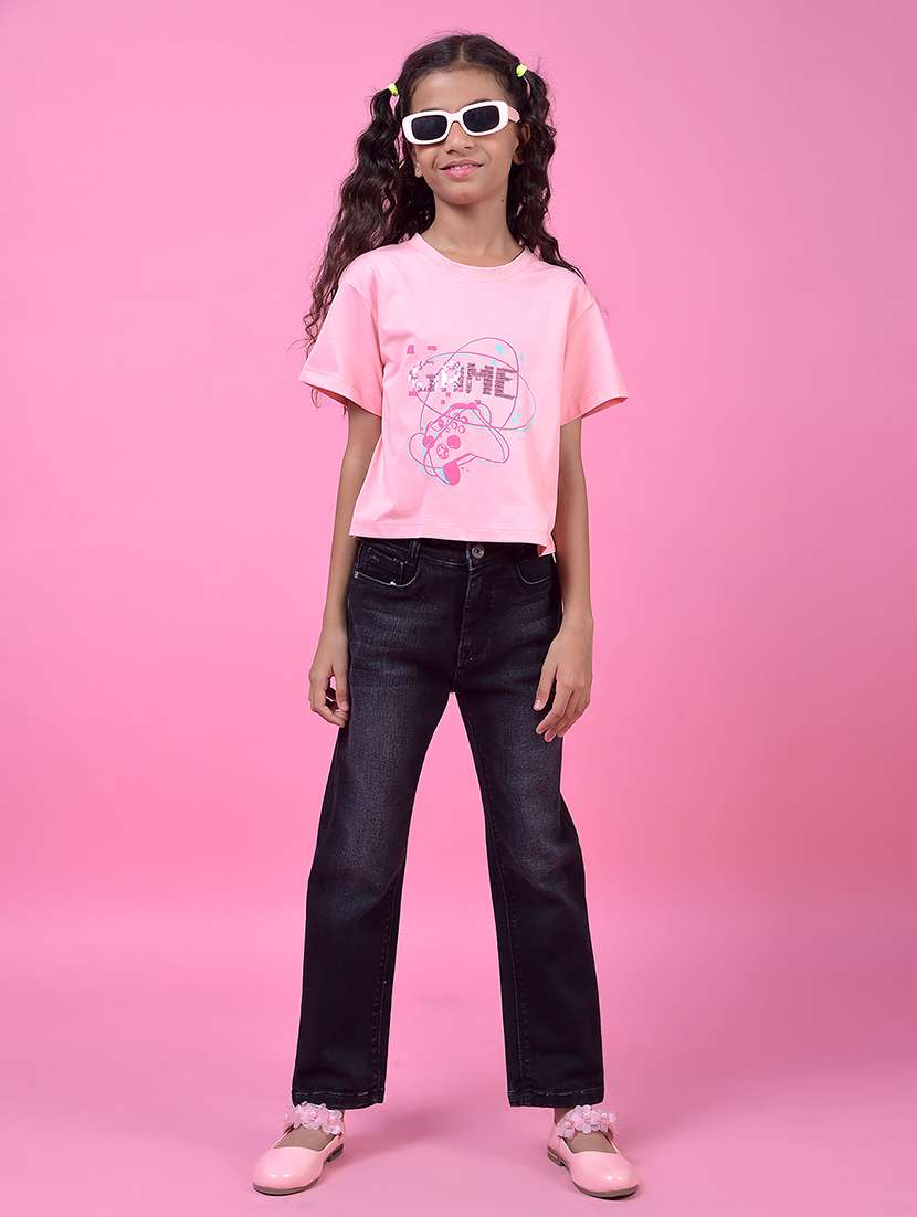 girls solid high rise straight fit jeans - 21985387 -  Standard Image - 4