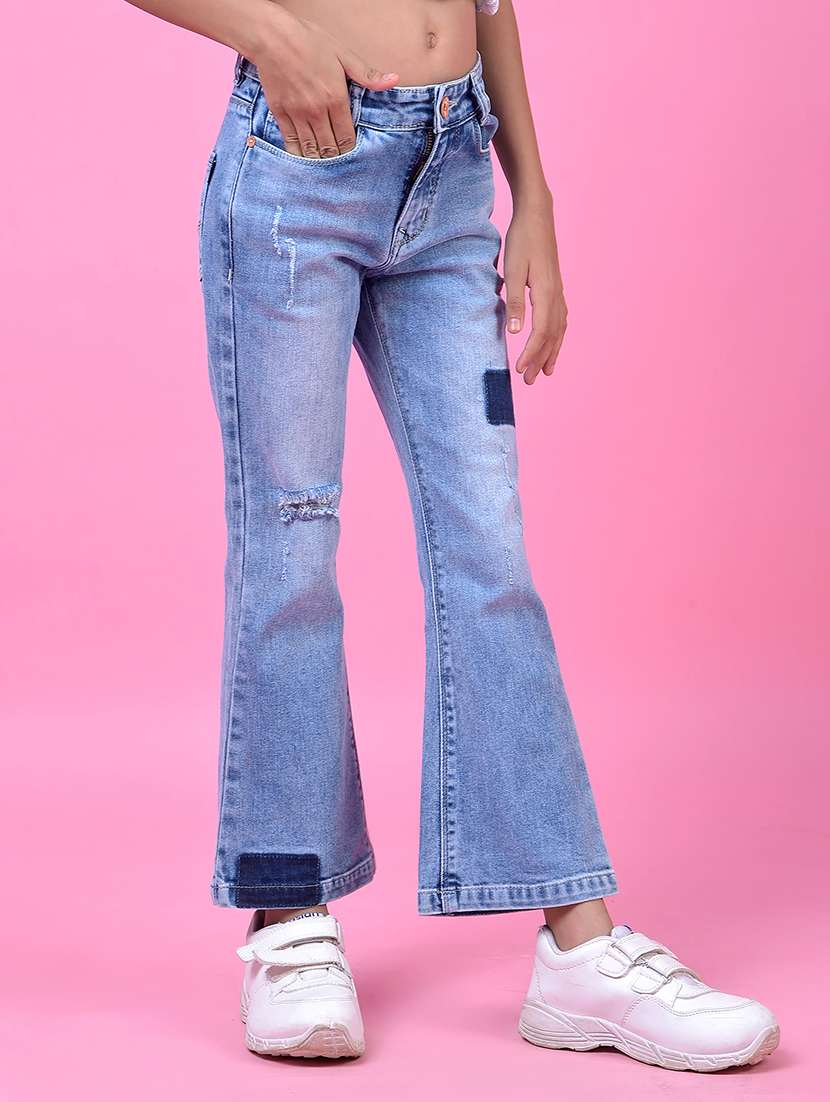 girls solid mid rise bootcut jeans - 21985397 -  Standard Image - 1