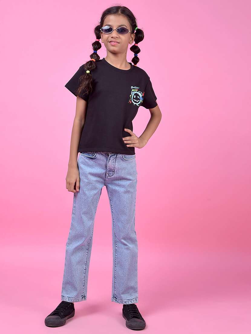 girls solid high rise straight fit jeans - 21985398 -  Standard Image - 4
