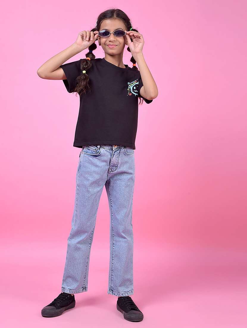 girls solid high rise straight fit jeans - 21985398 -  Standard Image - 6