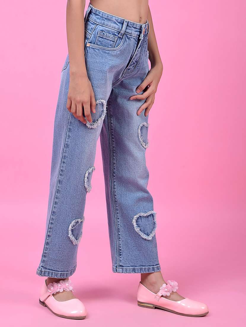 girls solid mid rise straight fit jean - 21985403 -  Standard Image - 1