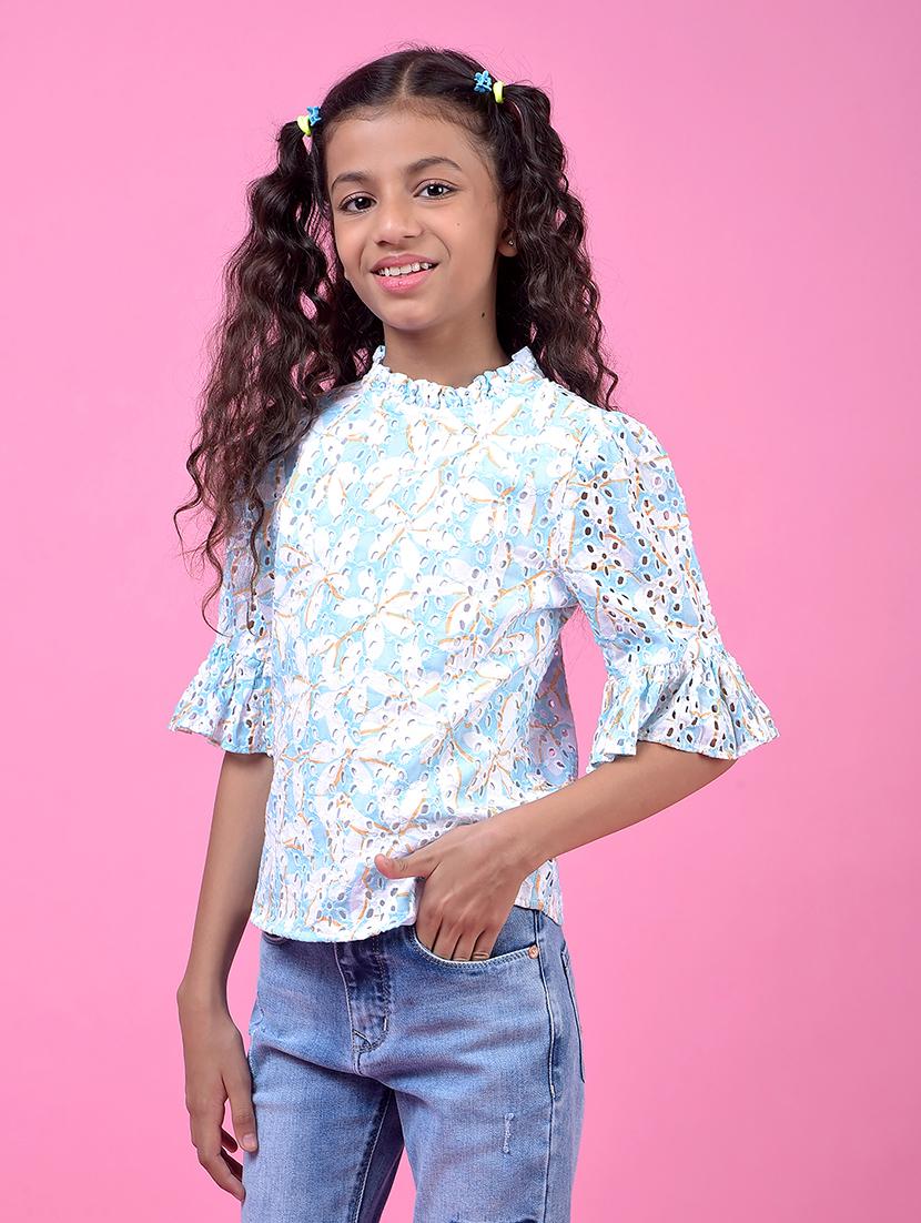 girls printed bell sleeve regualar top - 21985410 -  Standard Image - 1