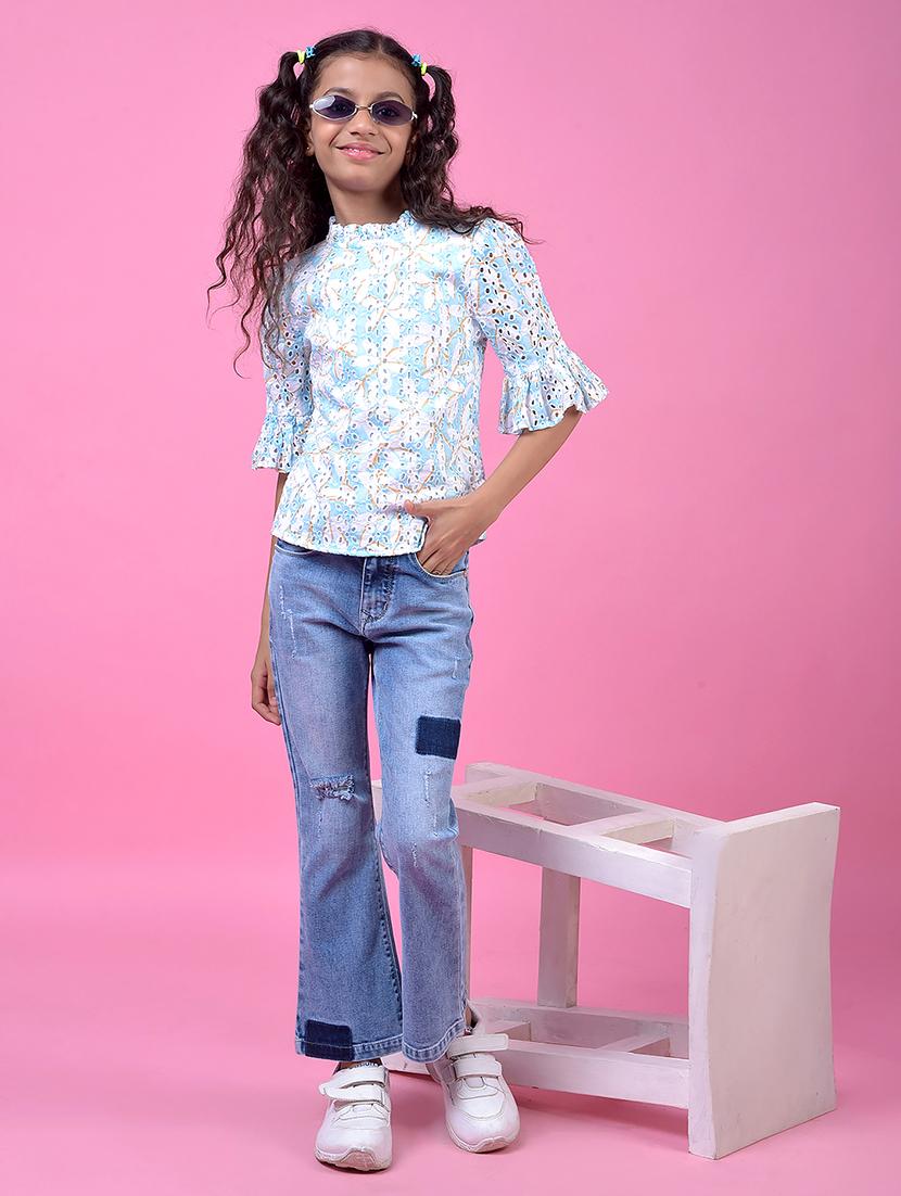 girls printed bell sleeve regualar top - 21985410 - Standard Image - 4