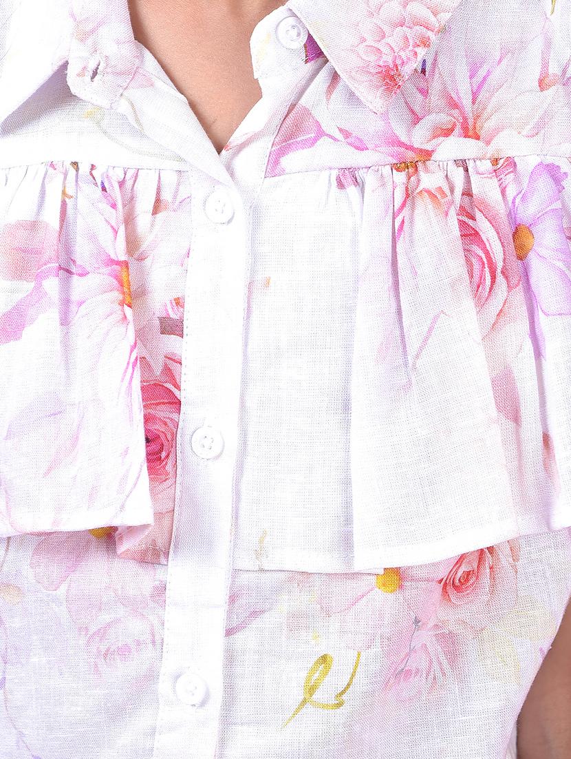 girls floral printed collared shirt style top - 21985411 - Standard Image - 6