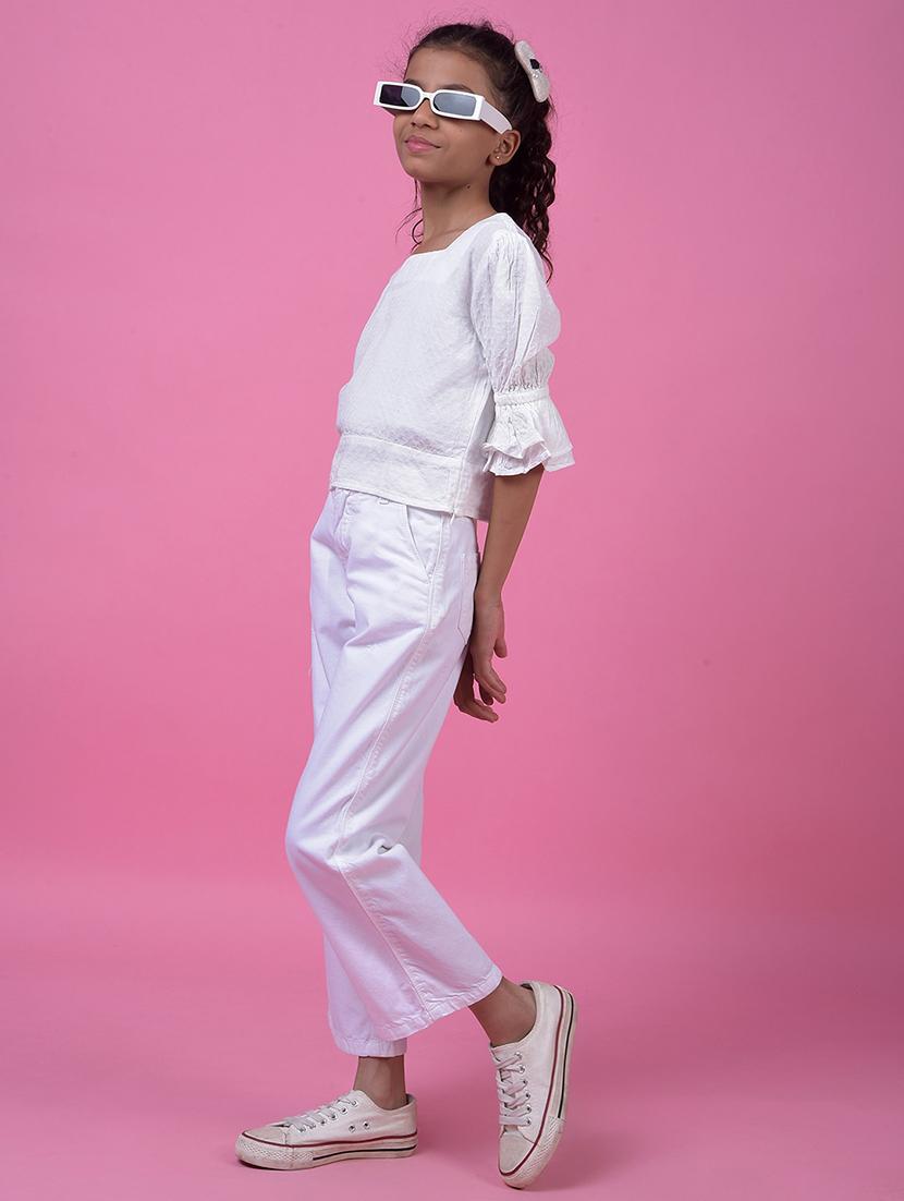 girls white solid puff sleeve top - 21985413 - Standard Image - 4
