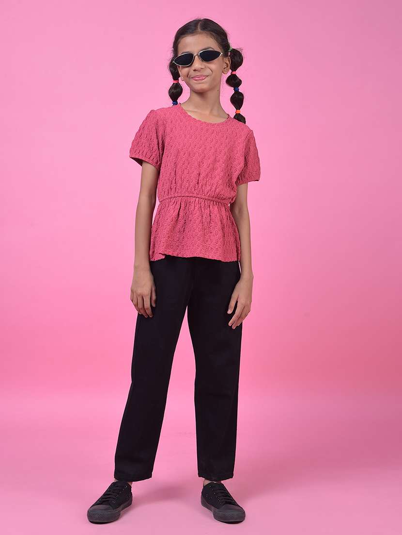 girls self designed short sleeve peplum top - 21985417 -  Standard Image - 4