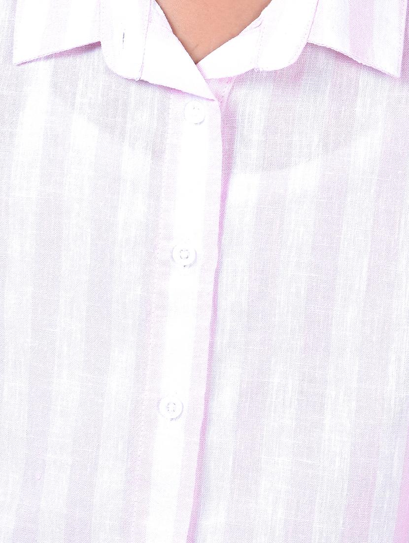 girls white striped collared sleeveless shirrt - 21985421 - Standard Image - 6