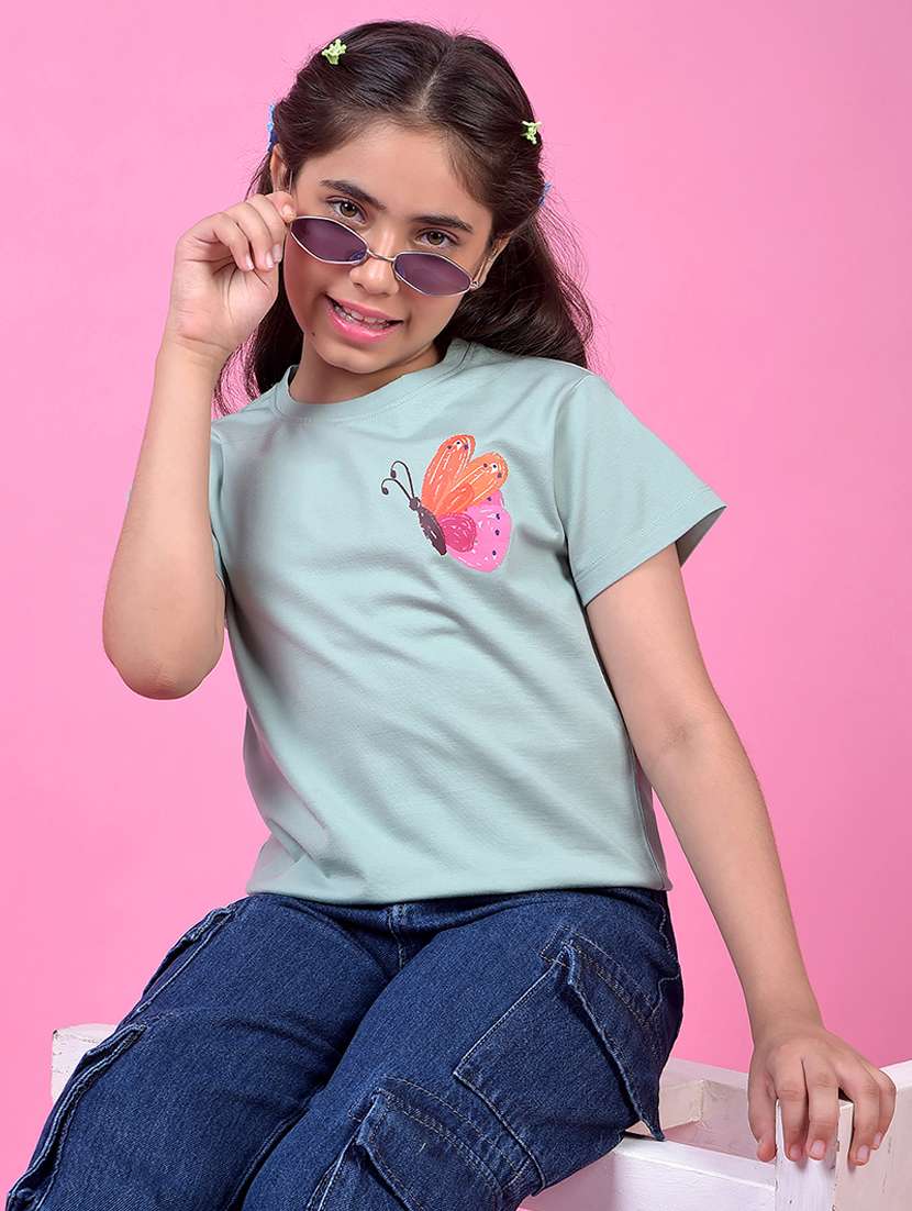 girls printed short sleeve tee