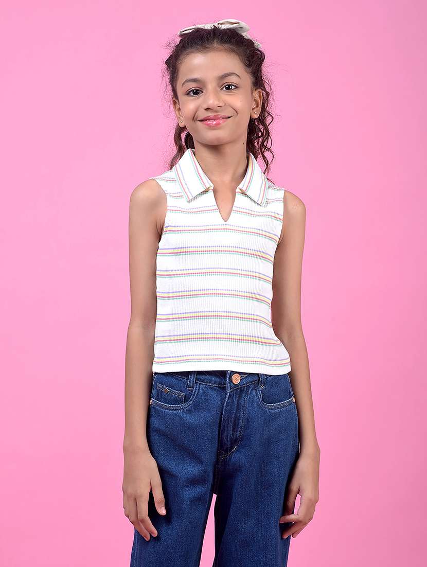 girls striped sleeveless polo tee - 21985436 -  Standard Image - 1