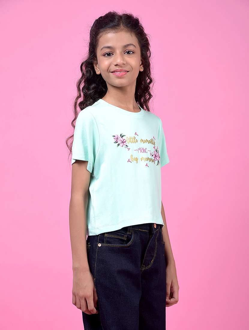 girls printed short sleeve crop tee - 21985437 -  Standard Image - 1