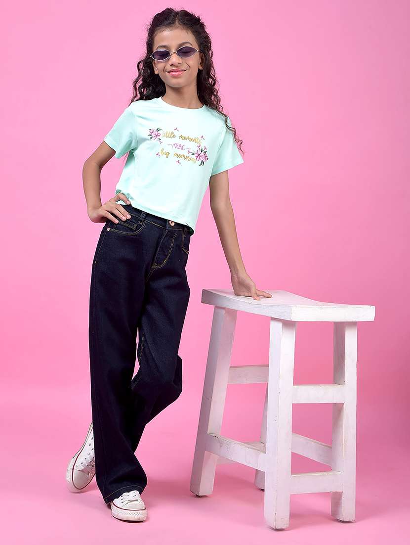 girls printed short sleeve crop tee - 21985437 -  Standard Image - 4