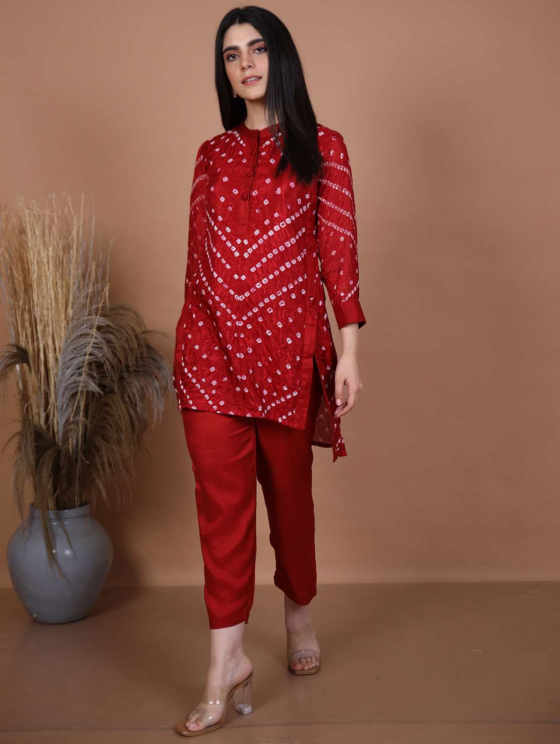 women bandhani long sleeve ethnic co-ord set - 21985447 - Standard Image - 1