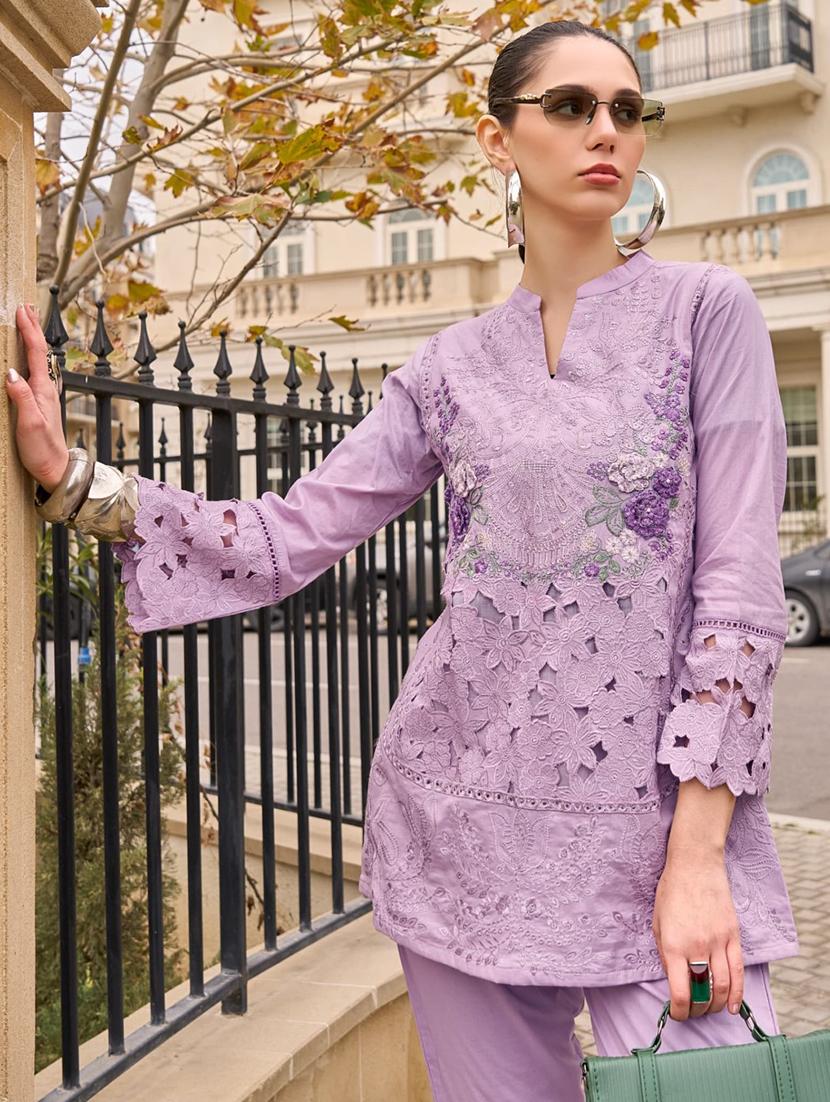 women solid with work long sleeve ethnic co-ord set - 21985453 - Standard Image - 1