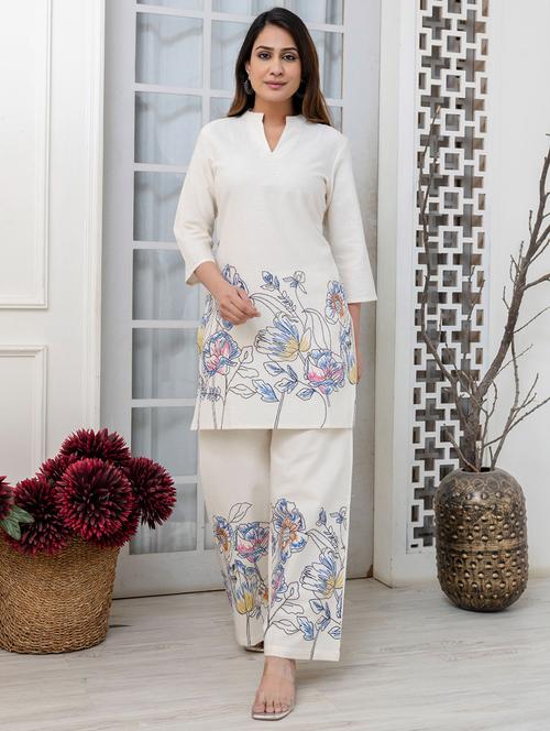 women floral three quarter sleeve ethnic co-ord set - 21985477 - Standard Image - 0