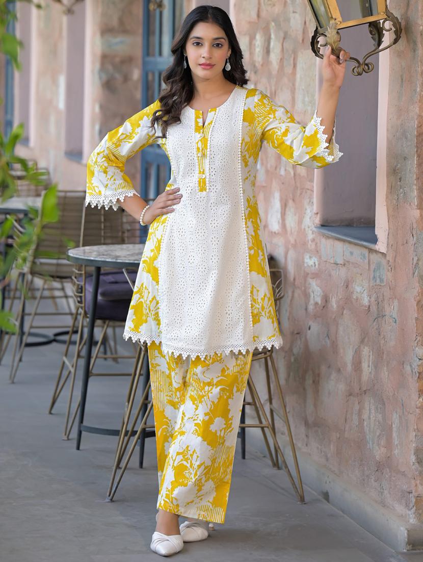 women floral three quarter sleeve ethnic co-ord set - 21985480 - Standard Image - 1