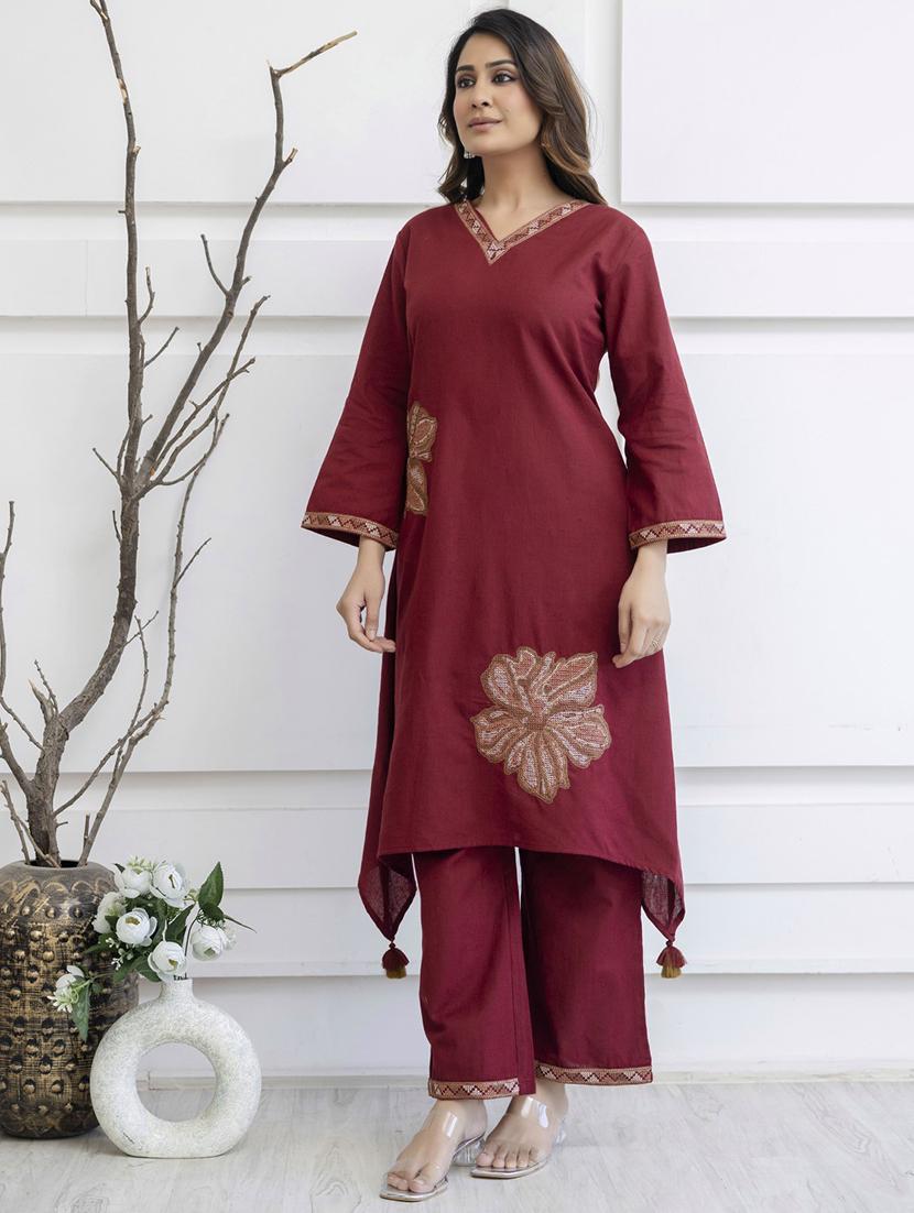 women floral long sleeve kurta pant set - 21985501 - Standard Image - 1