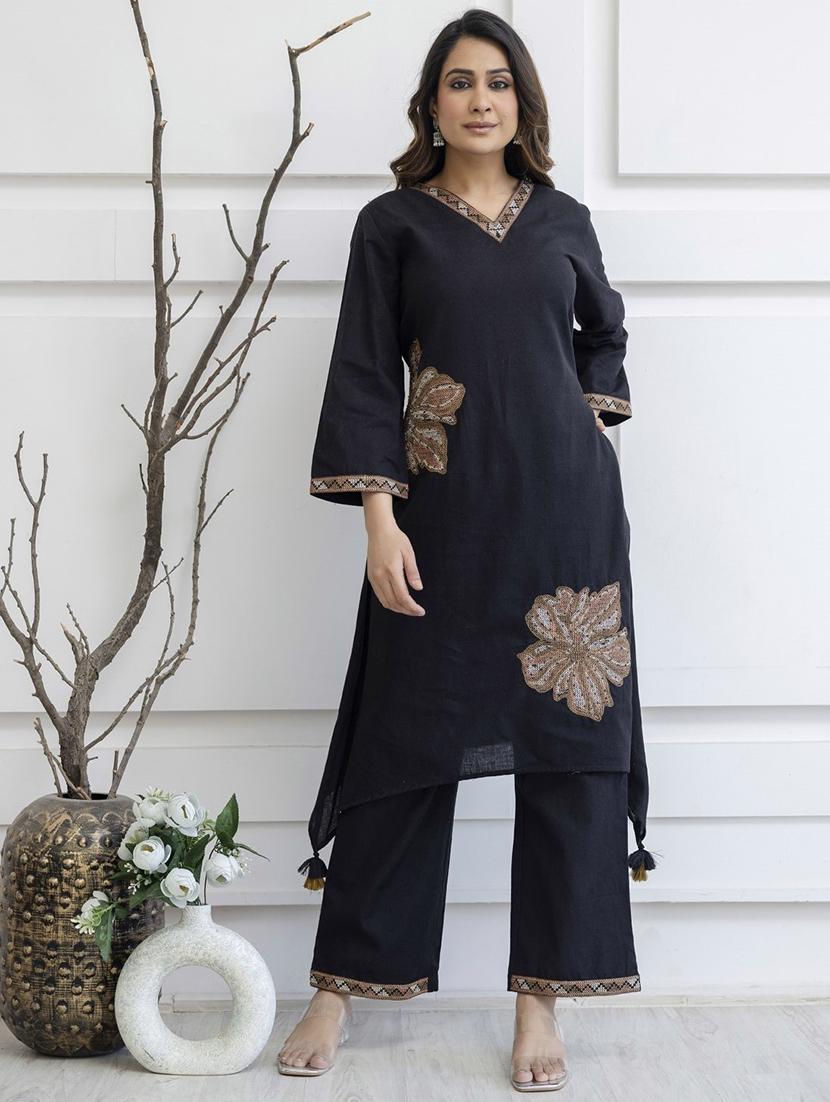 women floral long sleeve kurta pant set - 21985502 - Standard Image - 1