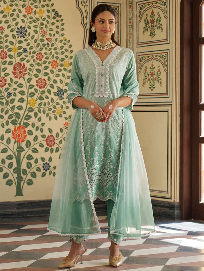 women ombre three quarter sleeve kurta pant with dupatta set - 21985532 -  Standard Image - 1