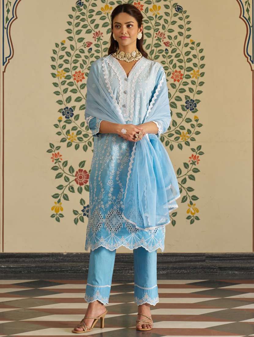 women ombre three quarter sleeve kurta pant with dupatta set - 21985533 -  Standard Image - 1