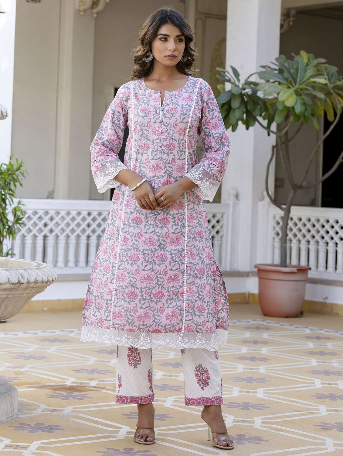 women floral long sleeve kurta pant with dupatta set - 21985553 -  Standard Image - 1